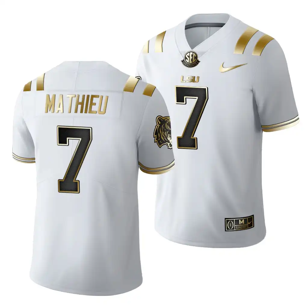 Men's LSU Tigers Tyrann Mathieu #7 Golden Edition White NFL Limited NCAA Football Jersey